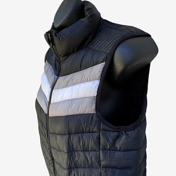 Fabletics Full Zip Puffa Fenway Vest Black Gray Stripes Women’s XS Gorp Core - Picture 4 of 8